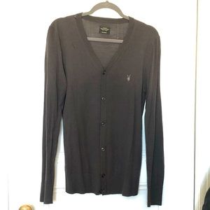 AllSaints Merino Cardigan - Purple/Grey (Small)